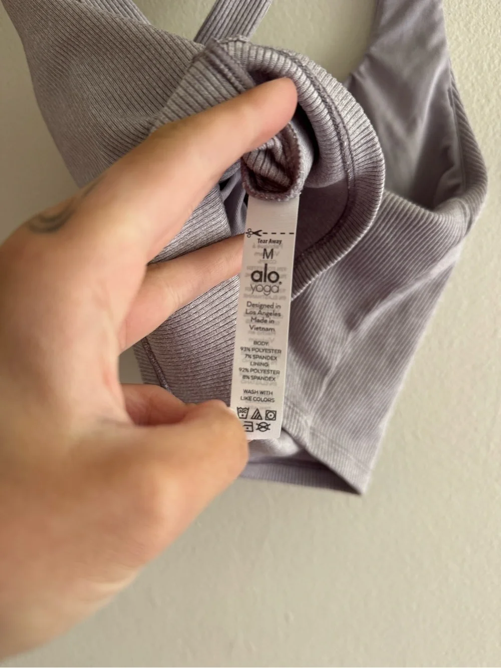 Alo Yoga ribbed crop tank top grey medium